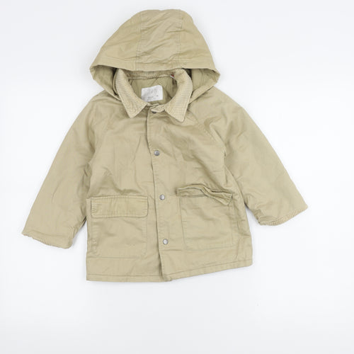 Zara Girls Beige Parka Coat, 2-3 Years, Cotton, Lined, Hooded