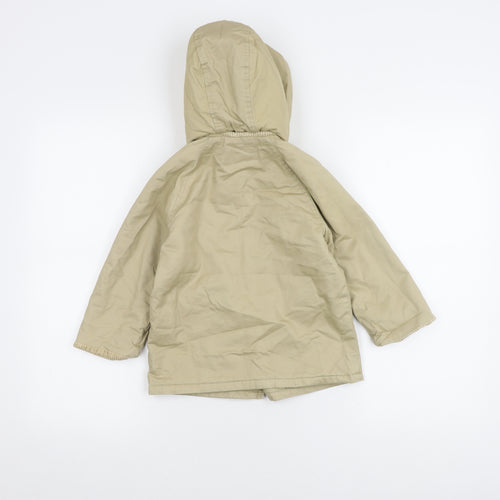 Zara Girls Beige Parka Coat, 2-3 Years, Cotton, Lined, Hooded