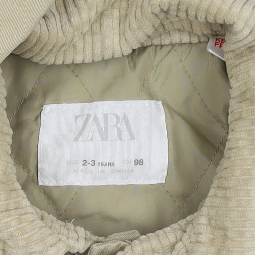 Zara Girls Beige Parka Coat, 2-3 Years, Cotton, Lined, Hooded