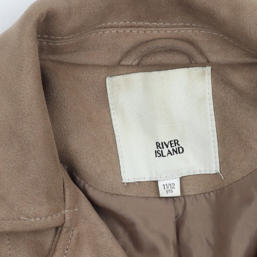 River Island Girls Brown Biker Jacket Size 11-12 Years
