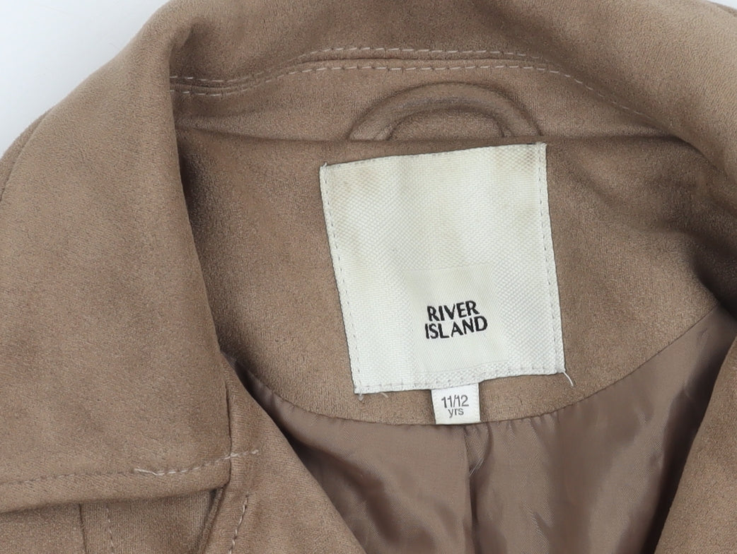 River Island Girls Brown Biker Jacket Size 11-12 Years