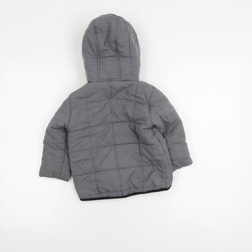 Mini V by Very Grey Puffer Jacket 18-24M Boys Winter Hooded