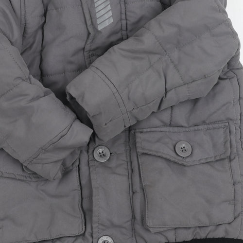 Mini V by Very Grey Puffer Jacket 18-24M Boys Winter Hooded