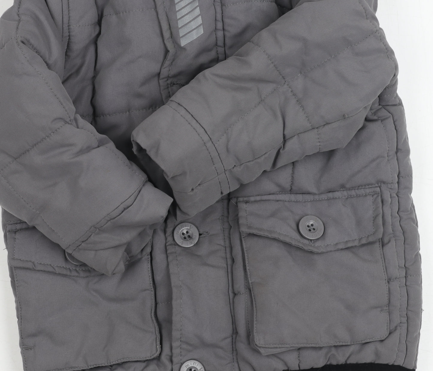 Mini V by Very Grey Puffer Jacket 18-24M Boys Winter Hooded