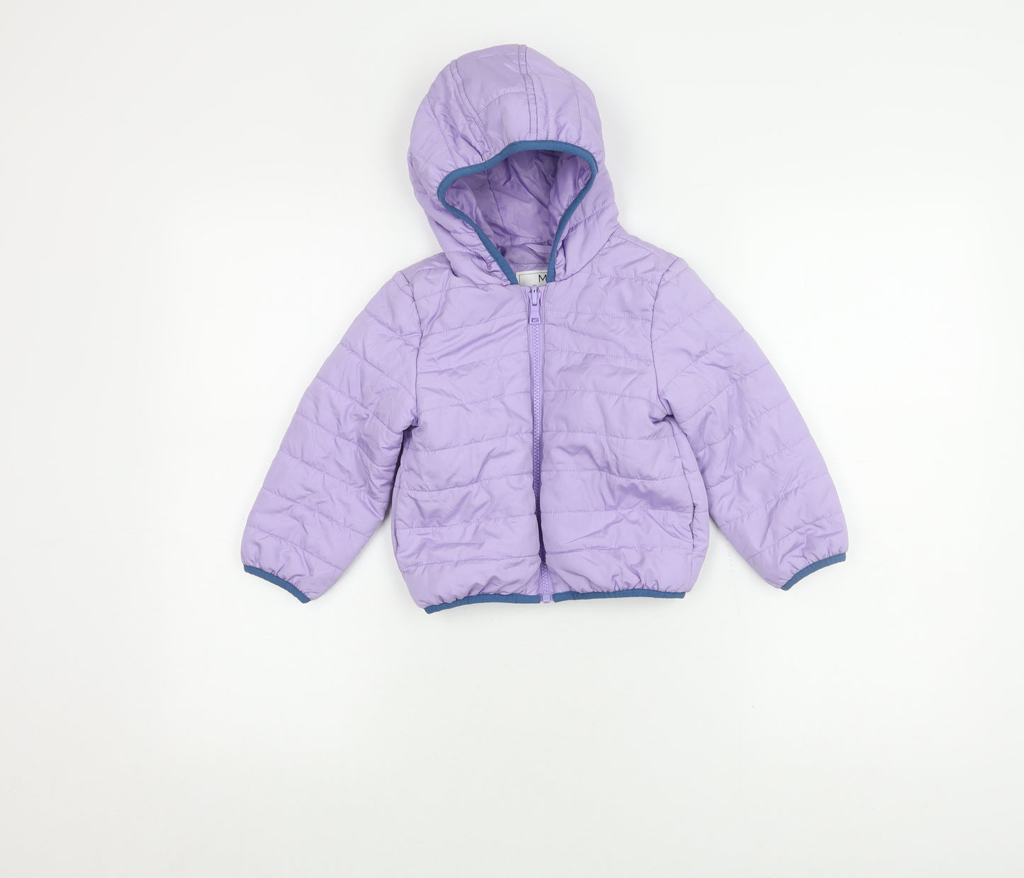 Marks and Spencer Girls Purple Hooded Puffer Jacket 3-4 Years