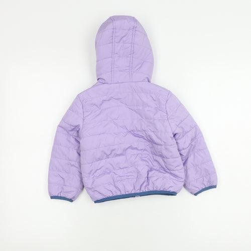 Marks and Spencer Girls Purple Hooded Puffer Jacket 3-4 Years
