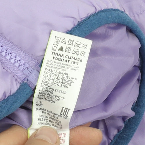 Marks and Spencer Girls Purple Hooded Puffer Jacket 3-4 Years