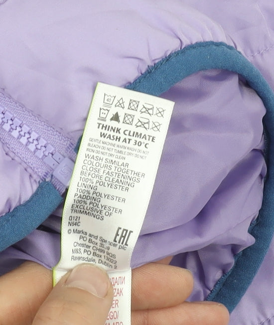 Marks and Spencer Girls Purple Hooded Puffer Jacket 3-4 Years