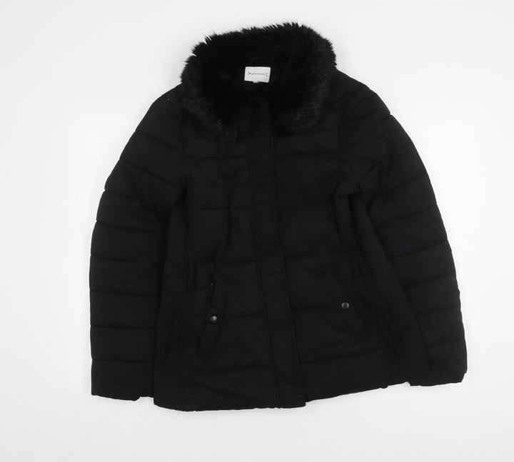 Warehouse Women's Black Puffer Jacket Size 10
