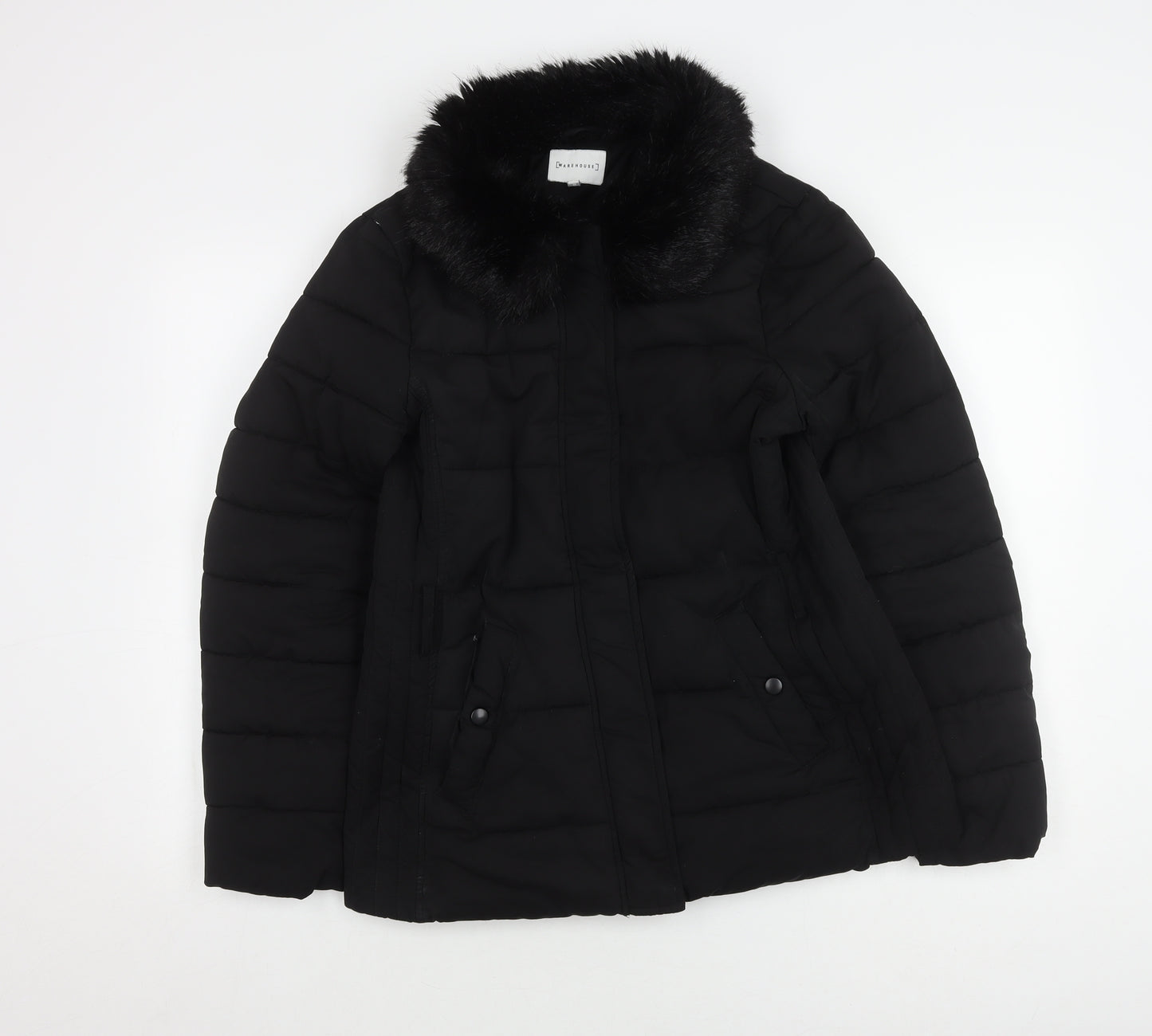 Warehouse Women's Black Puffer Jacket Size 10