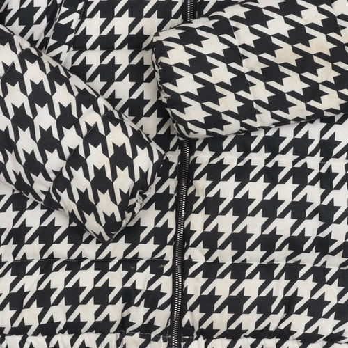 Next Girls' Black White Houndstooth Puffer Jacket 11Y