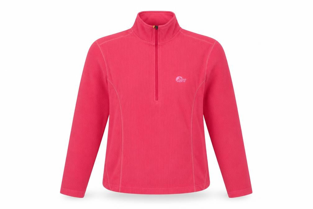 Front view of Lowe Alpine Women’s Pink Henley Sweatshirt, size S