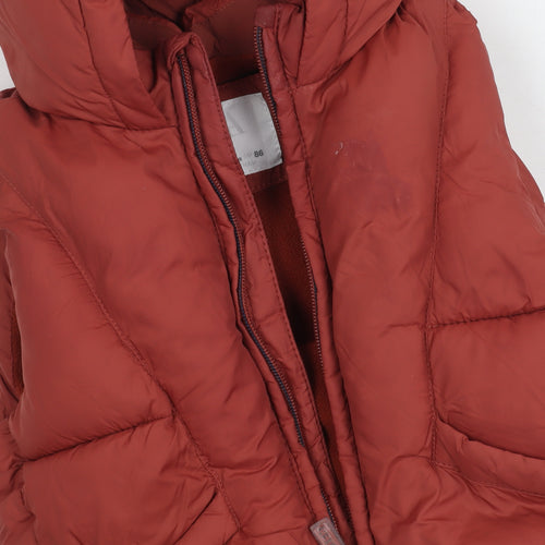 Zara Boys Red Puffer Jacket 12-18 Months Hooded