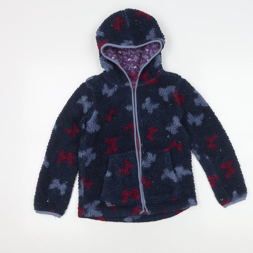 FatFace Girls Blue Floral Hooded Jacket 7-8 Years