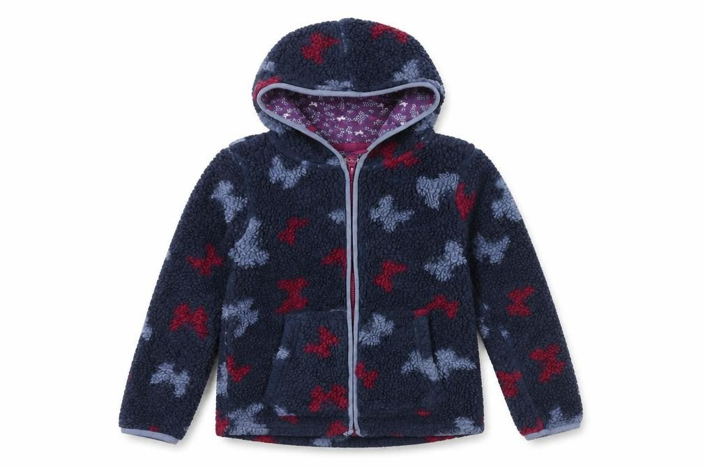 FatFace Girls Blue Floral Hooded Jacket 7-8 Years