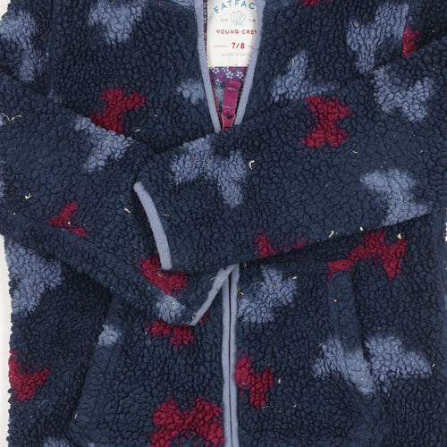 FatFace Girls Blue Floral Hooded Jacket 7-8 Years