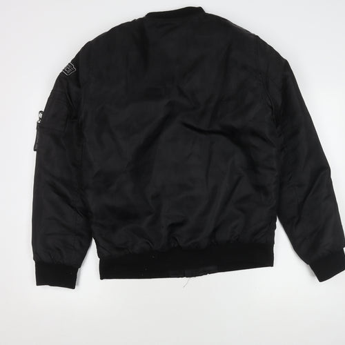 FSBN Men's Black Bomber Jacket L Skull Embroidered