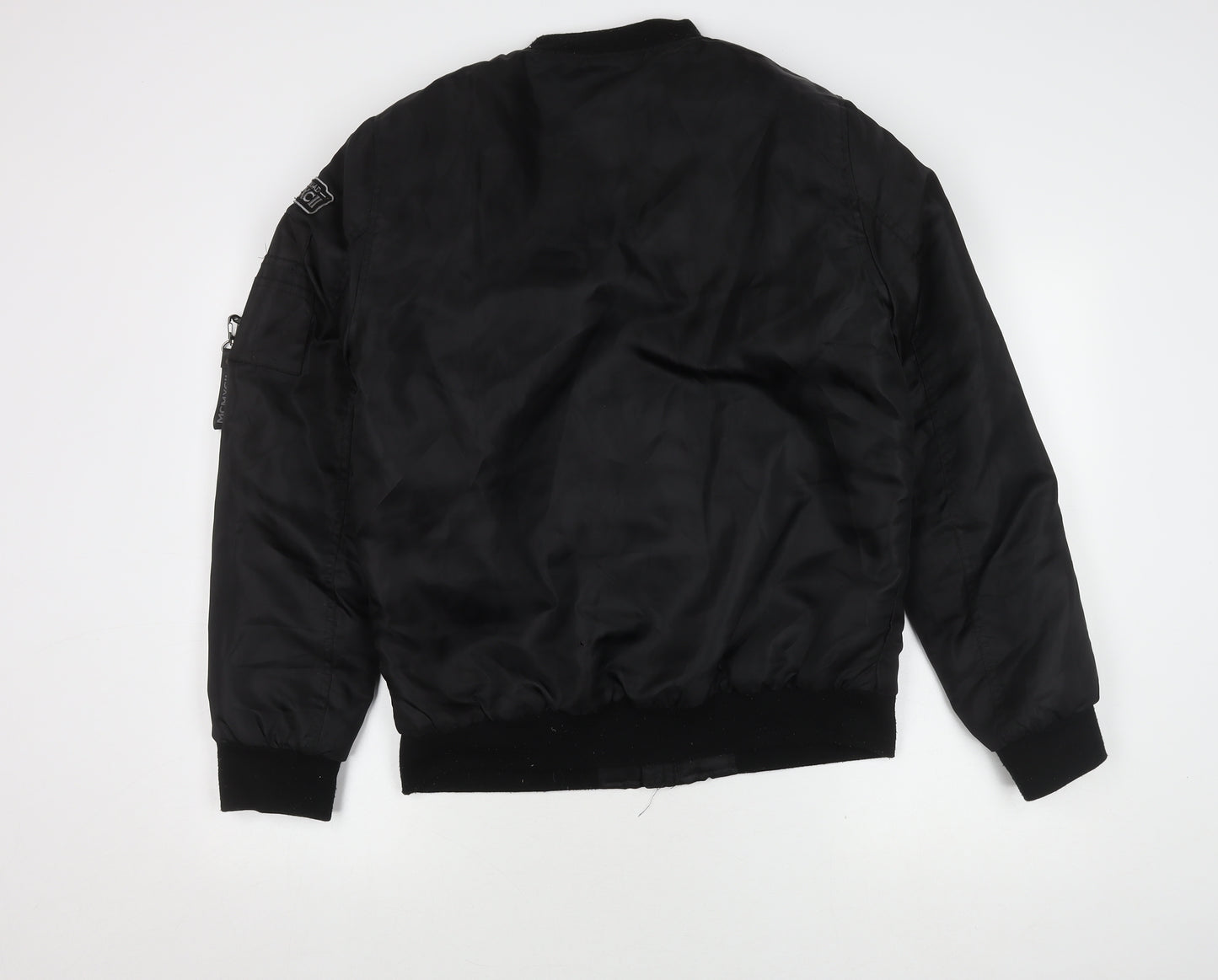 FSBN Men's Black Bomber Jacket L Skull Embroidered