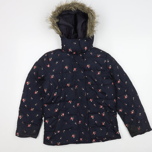 GAP Girls Multicoloured Floral Puffer Jacket Size 12