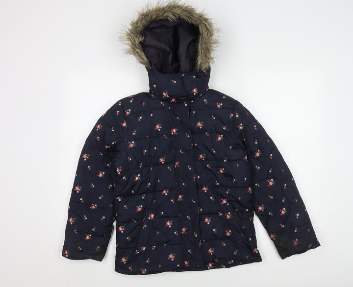 GAP Girls Multicoloured Floral Puffer Jacket Size 12