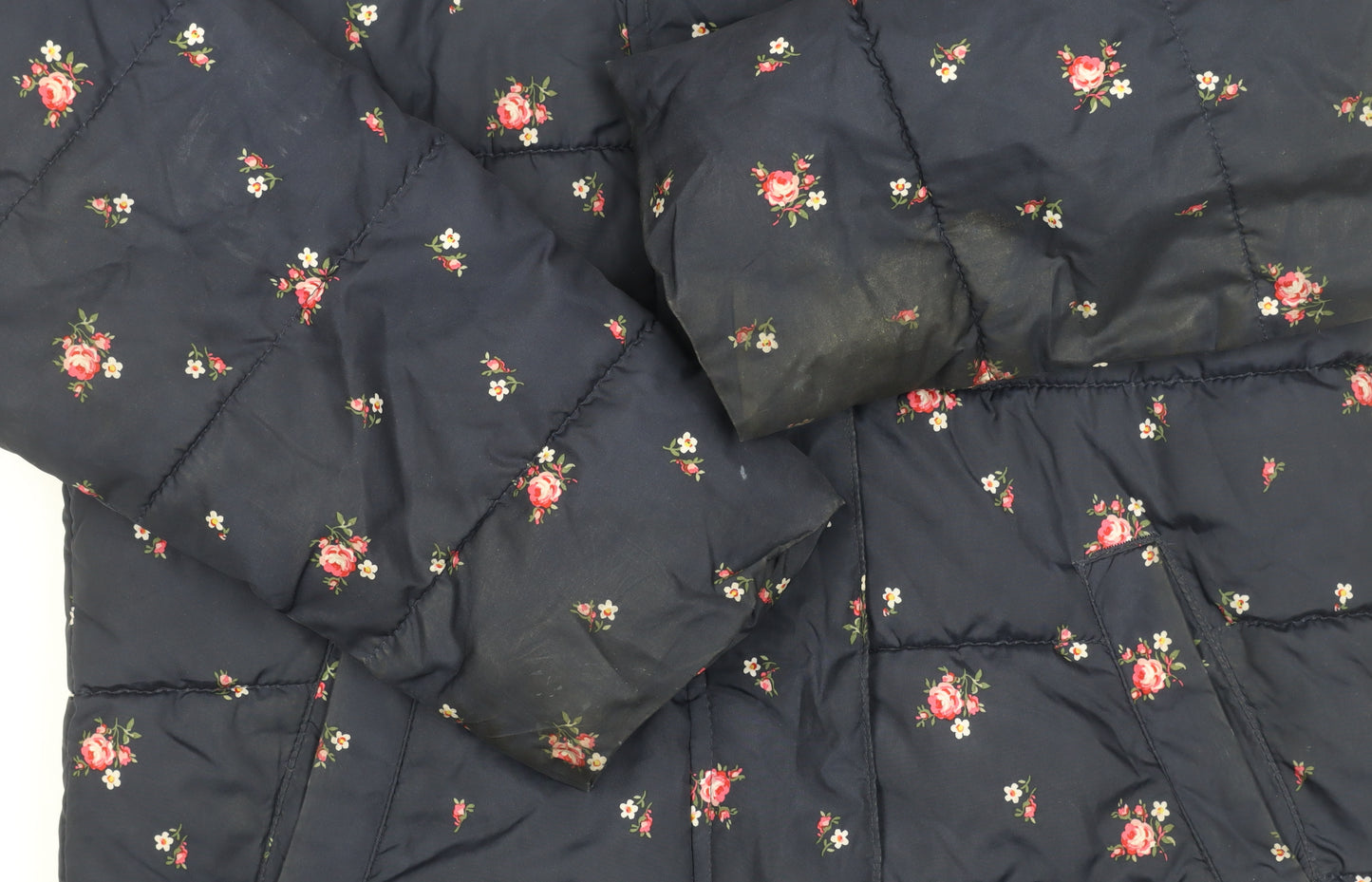 GAP Girls Multicoloured Floral Puffer Jacket Size 12
