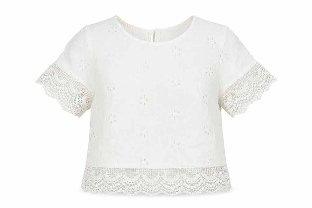 Hollister Women's Cropped Blouse XS White Cotton Boho
