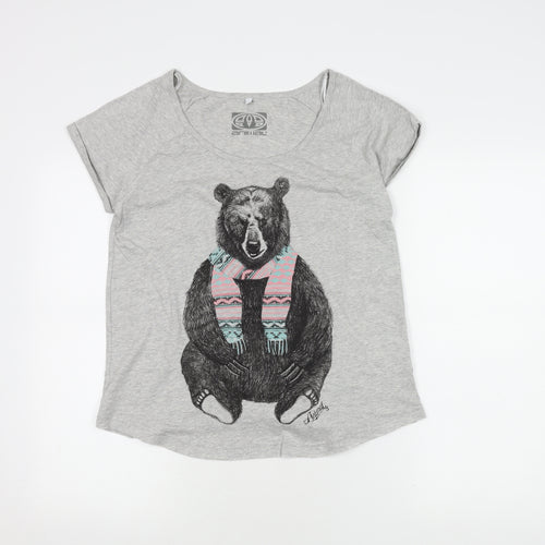 Animal Women's Grey Graphic T-Shirt Size 10 Casual