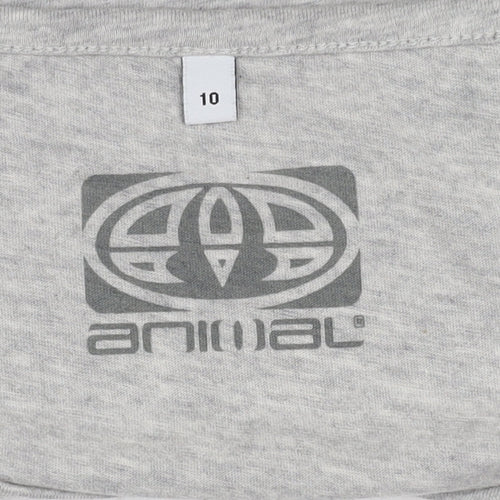 Animal Women's Grey Graphic T-Shirt Size 10 Casual