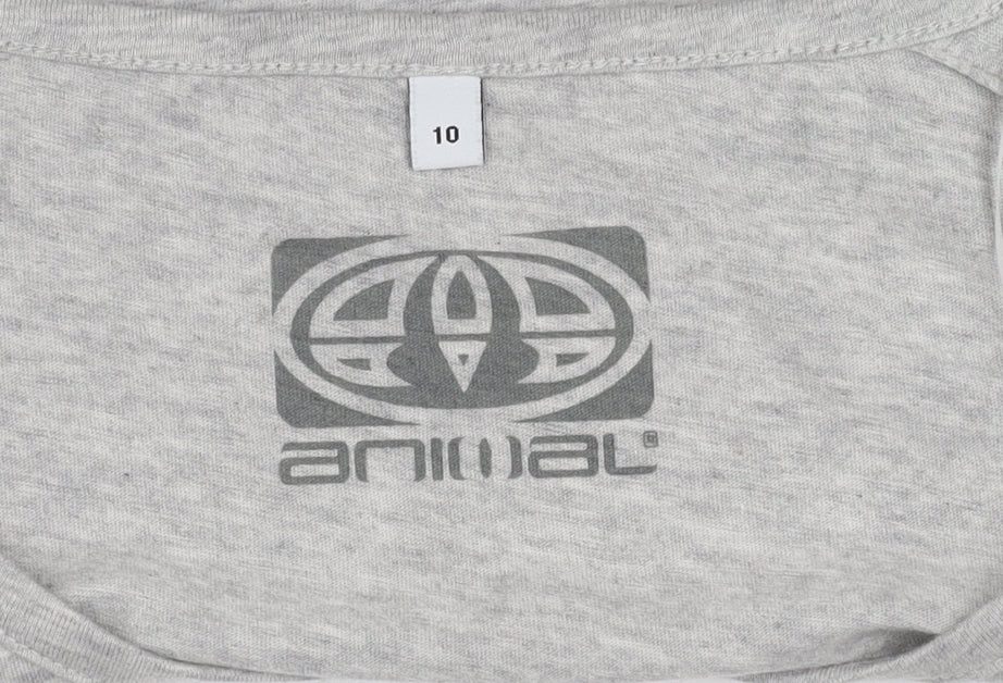 Animal Women's Grey Graphic T-Shirt Size 10 Casual