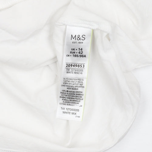 Marks and Spencer Women's White Cotton T-Shirt Size 14