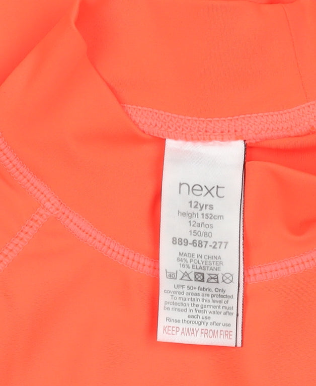 Next Boys Orange Rash Guard - 12 Years, UV-Protective Swim Top