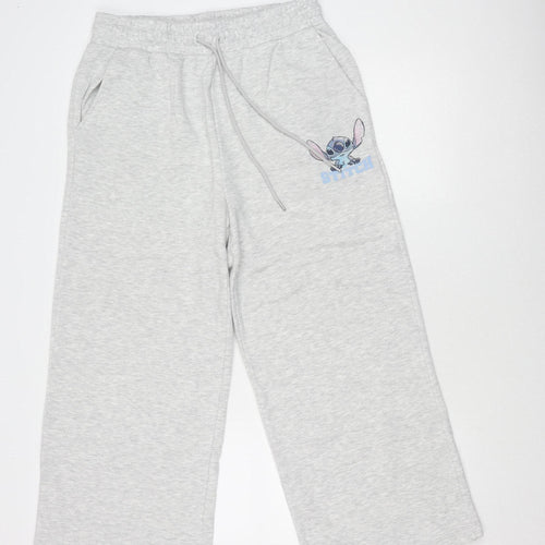 Disney Stitch Women's Grey Jogger Trousers M, Relaxed Knit