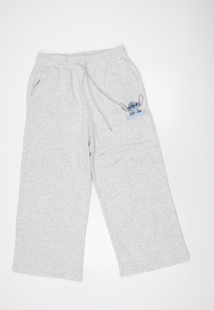 Disney Stitch Women's Grey Jogger Trousers M, Relaxed Knit