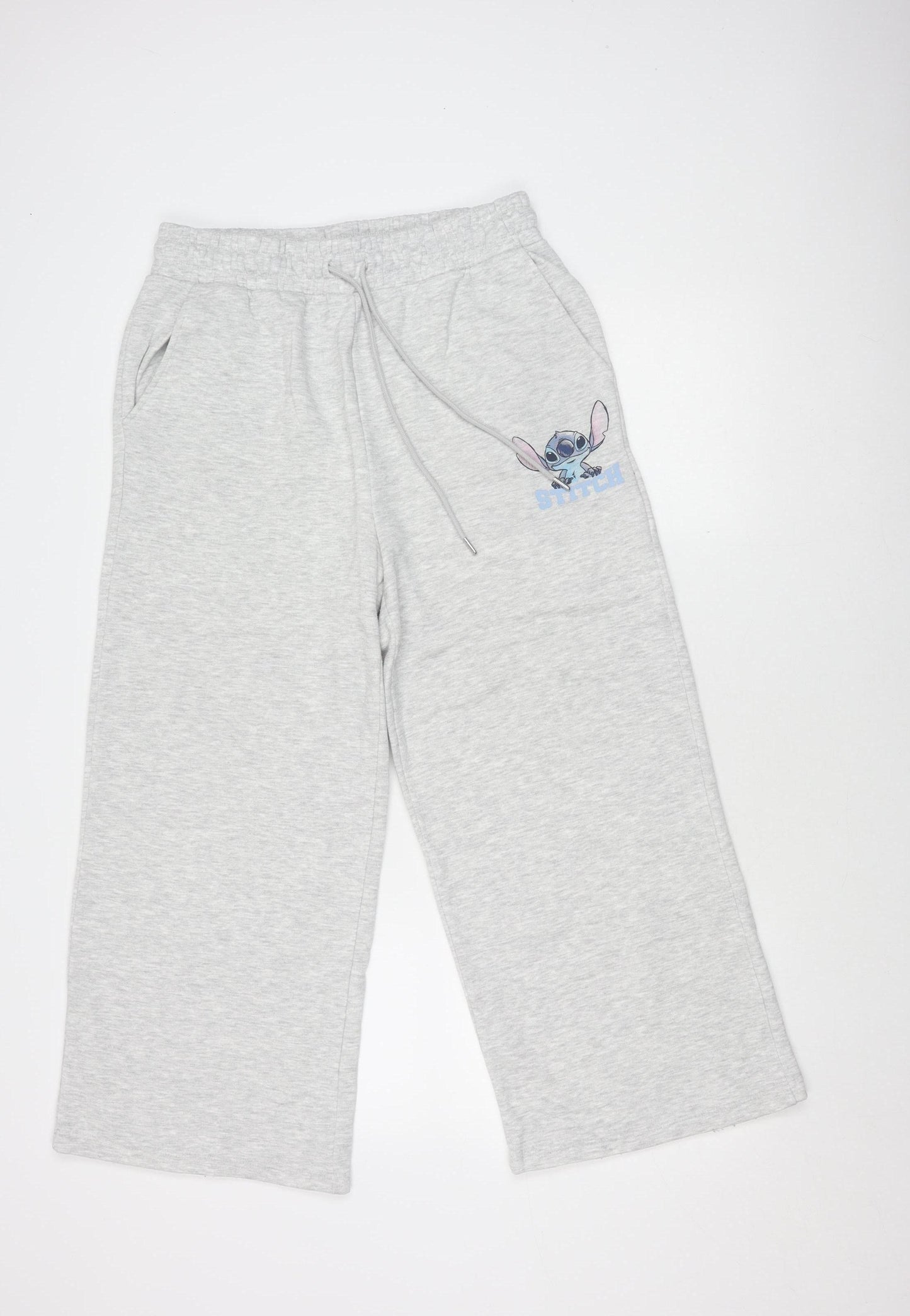 Disney Stitch Women's Grey Jogger Trousers M, Relaxed Knit