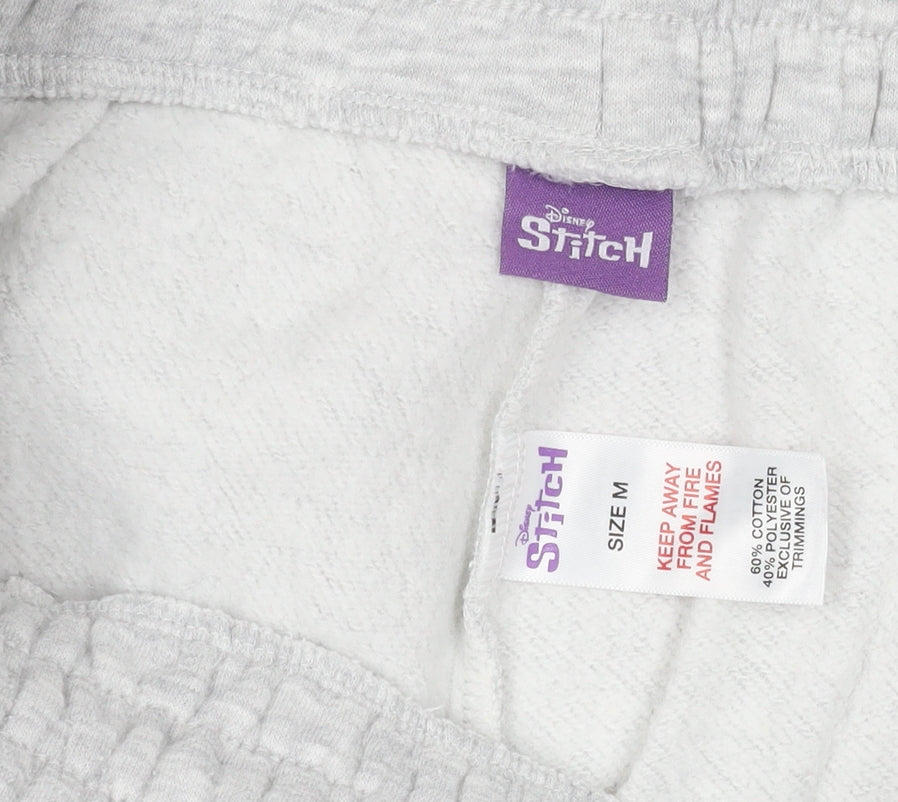 Disney Stitch Women's Grey Jogger Trousers M, Relaxed Knit