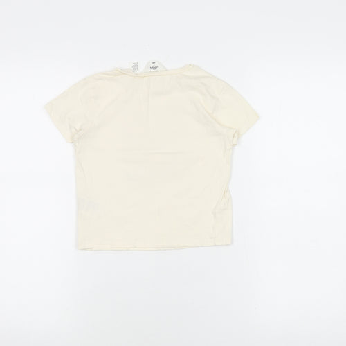 H&M Girls Ivory Graphic T-Shirt, Size 4-6 Years, Cotton