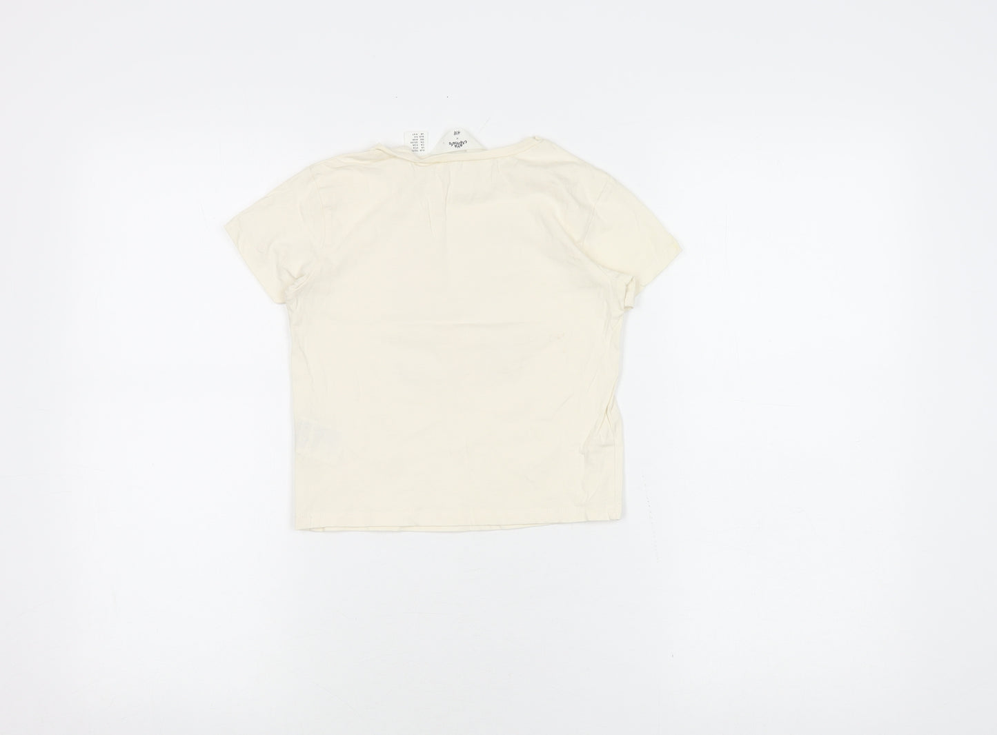 H&M Girls Ivory Graphic T-Shirt, Size 4-6 Years, Cotton