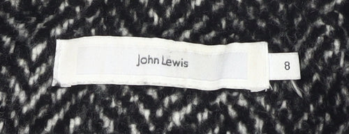John Lewis Black Herringbone Coat - Size 8