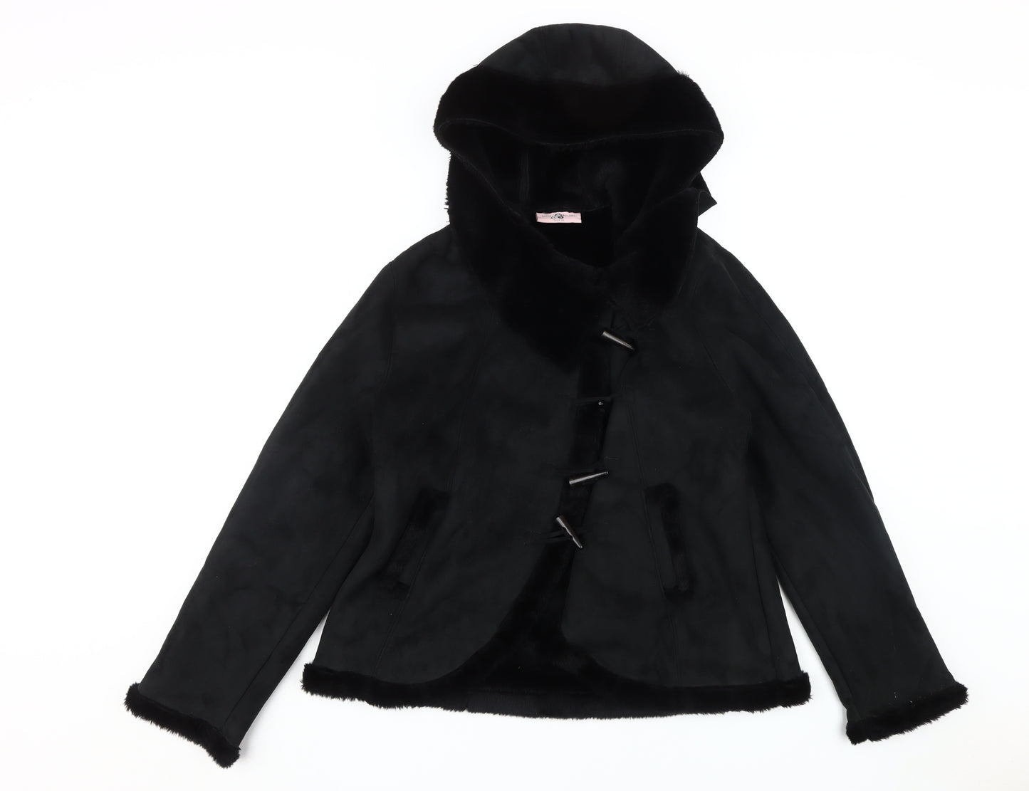 Miss Fiori Women's Black Hooded Jacket Size 16