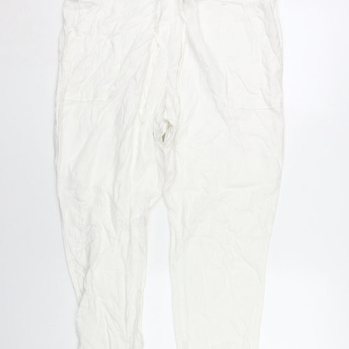 Marks and Spencer Women's White Trousers, Size 16, Regular Fit