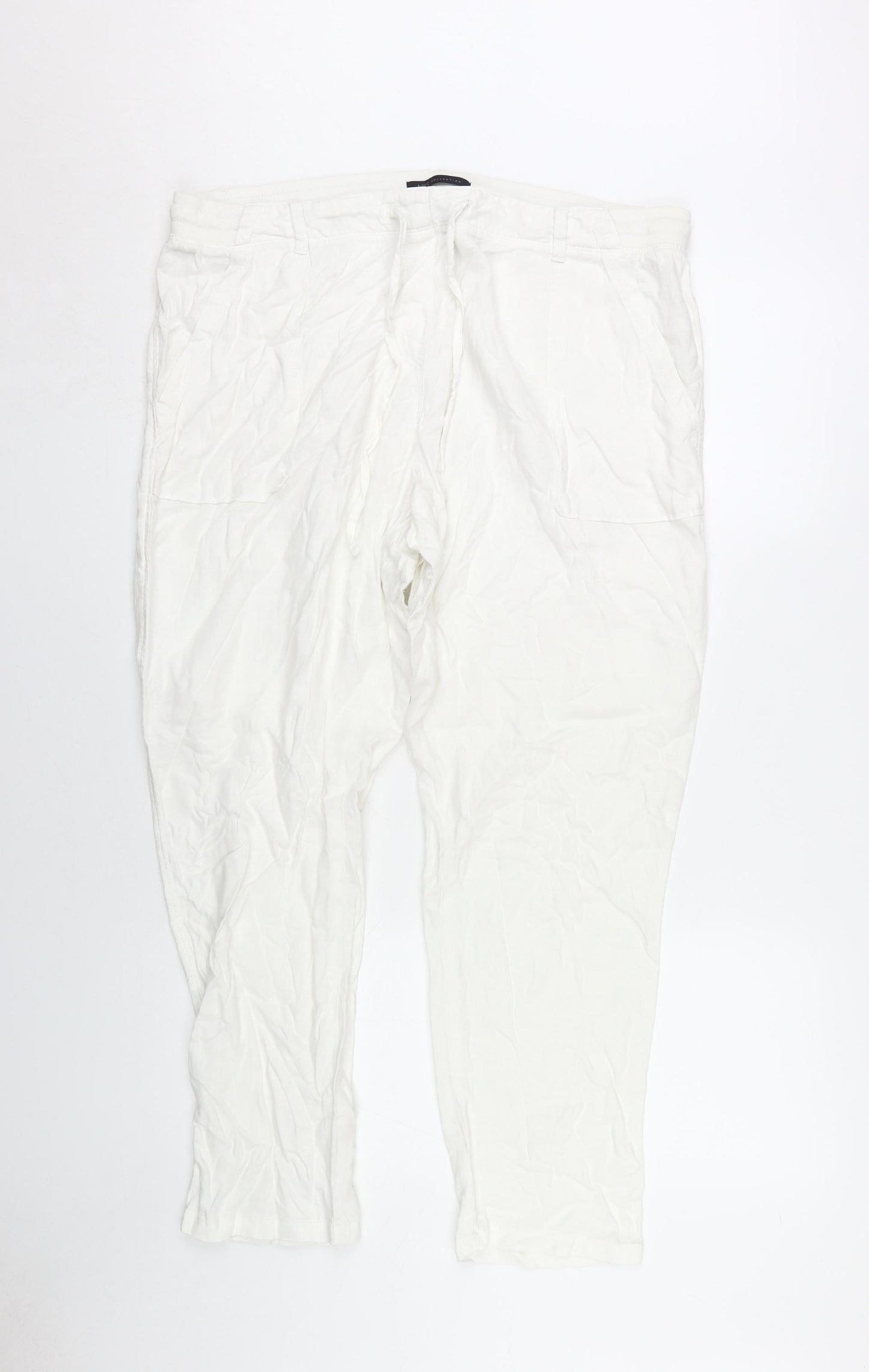 Marks and Spencer Women's White Trousers, Size 16, Regular Fit