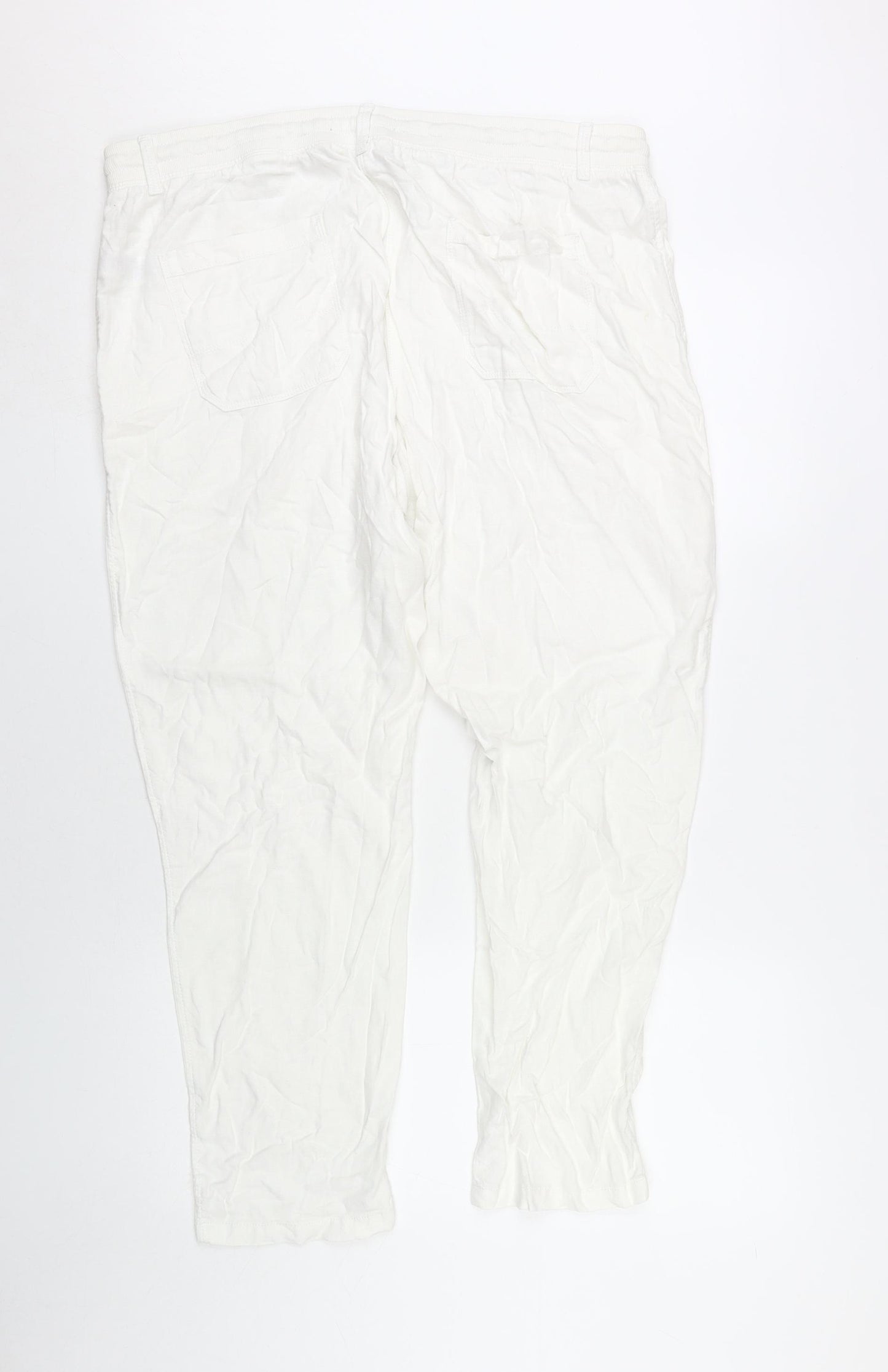 Marks and Spencer Women's White Trousers, Size 16, Regular Fit