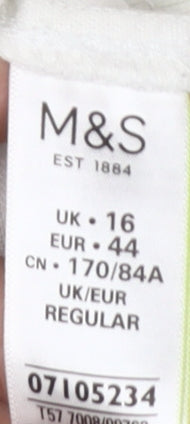 Marks and Spencer Women's White Trousers, Size 16, Regular Fit