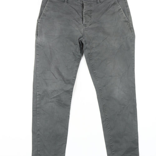 Next Men's Grey Chino Trousers Size 34 Regular Fit