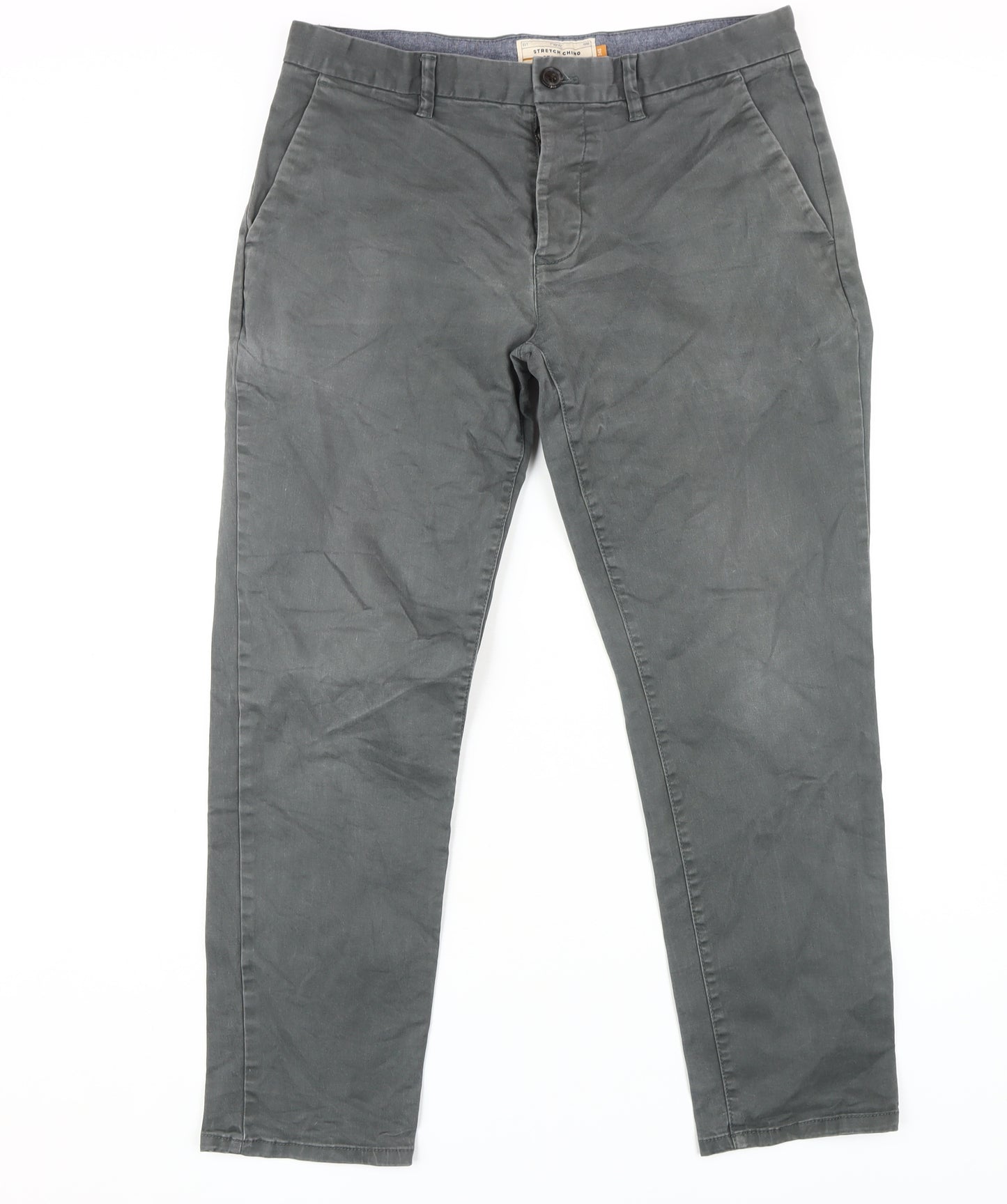 Next Men's Grey Chino Trousers Size 34 Regular Fit