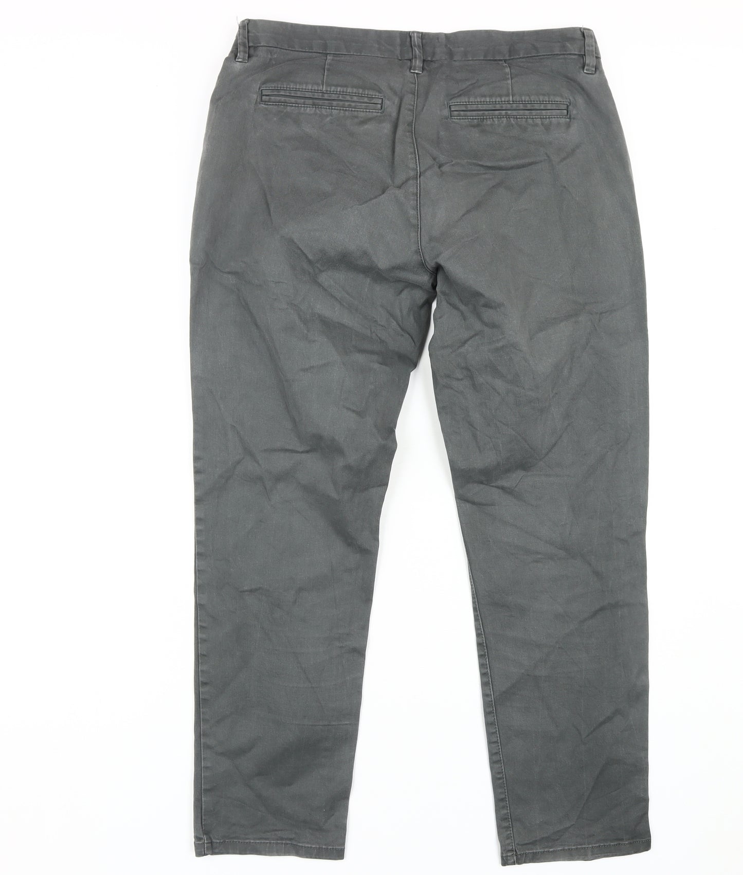 Next Men's Grey Chino Trousers Size 34 Regular Fit