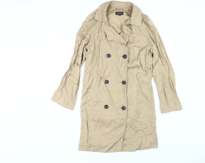 Topshop Women's Beige Trench Coat, Size 4, Classic Style