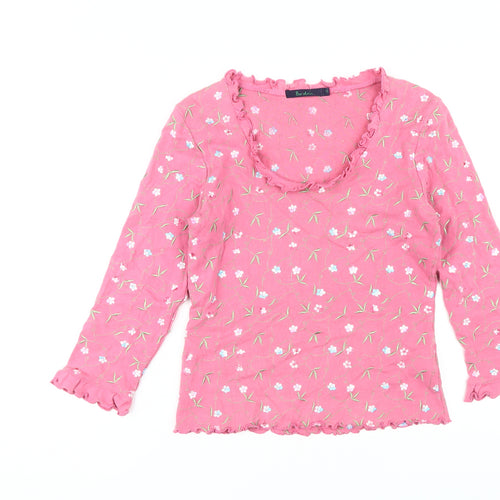 Boden Women's Pink Floral Blouse, Size 12, 100% Cotton