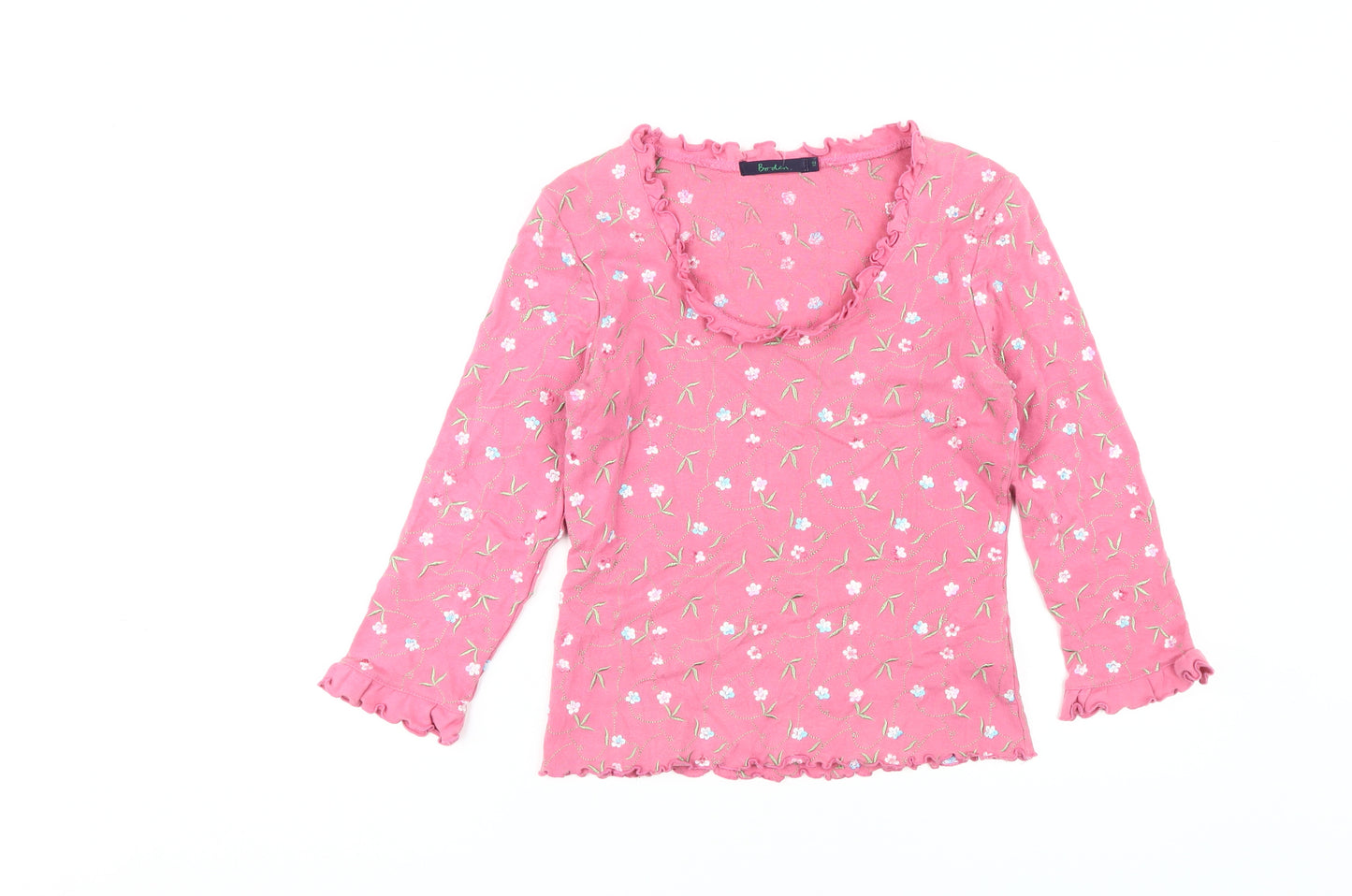 Boden Women's Pink Floral Blouse, Size 12, 100% Cotton