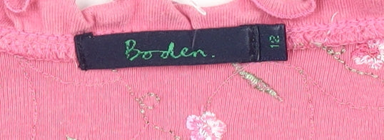 Boden Women's Pink Floral Blouse, Size 12, 100% Cotton